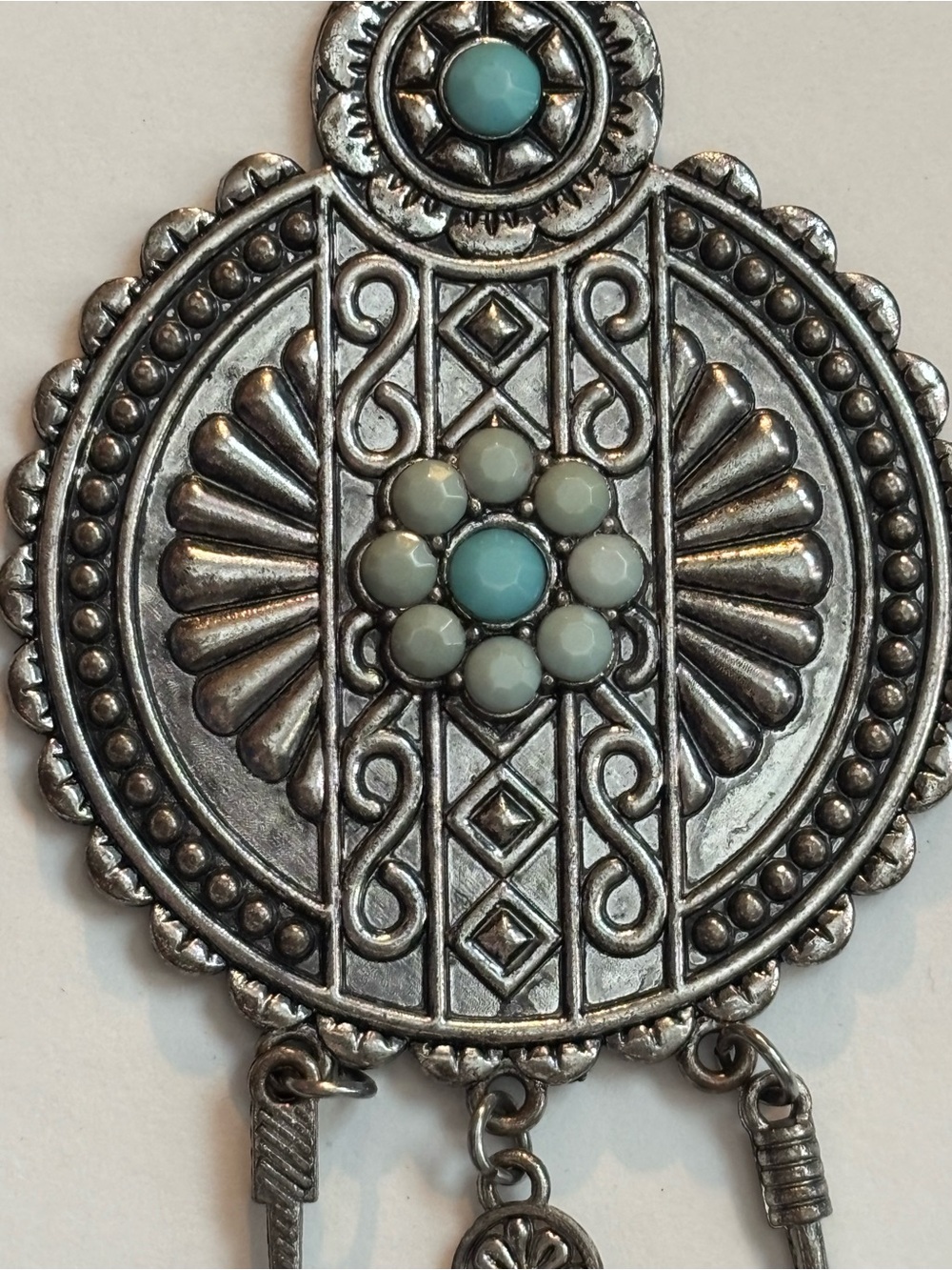 Firm price Signed Turquoise Accent Marcasite Pendant Necklace - untested